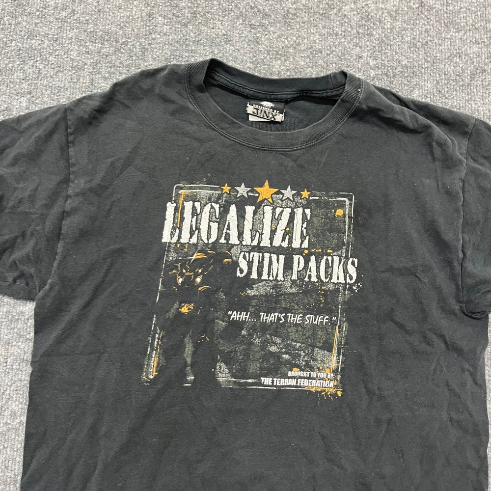J!NX T-shirt Mens Size M Black StarCraft II Legalize Stim Packs Gaming Graphic